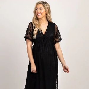 Pink Blush black lace maternity maxi